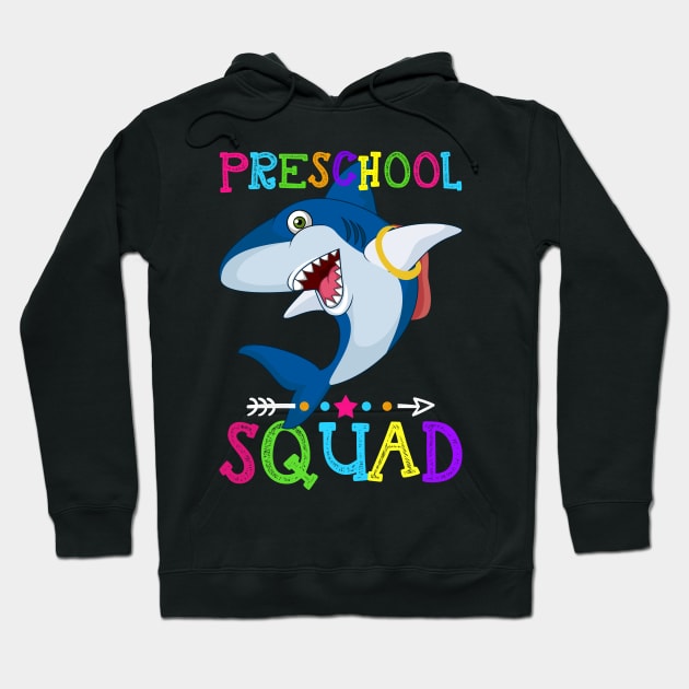 Shark Team Preschool Squad Teacher Back To School Hoodie by kateeleone97023